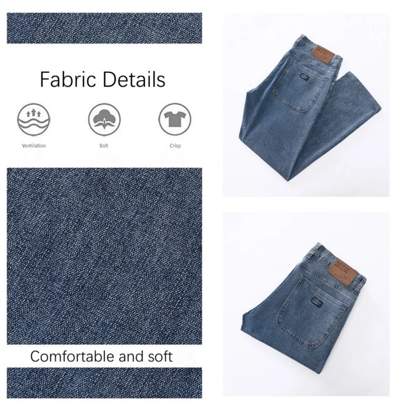 Extra Large 56,54 Oversize Jeans Big Size Men Trouser Plus Size Pants Men Loose Straight Spring Autumn Thin Elastic Father Pants 5