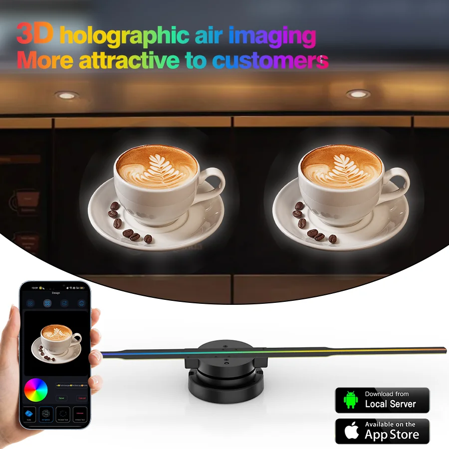 Dia 42cm 3D Holographic Fan Projector  Advertising Light with 244 LED Beads Support Phone App Remote and PC APP Control