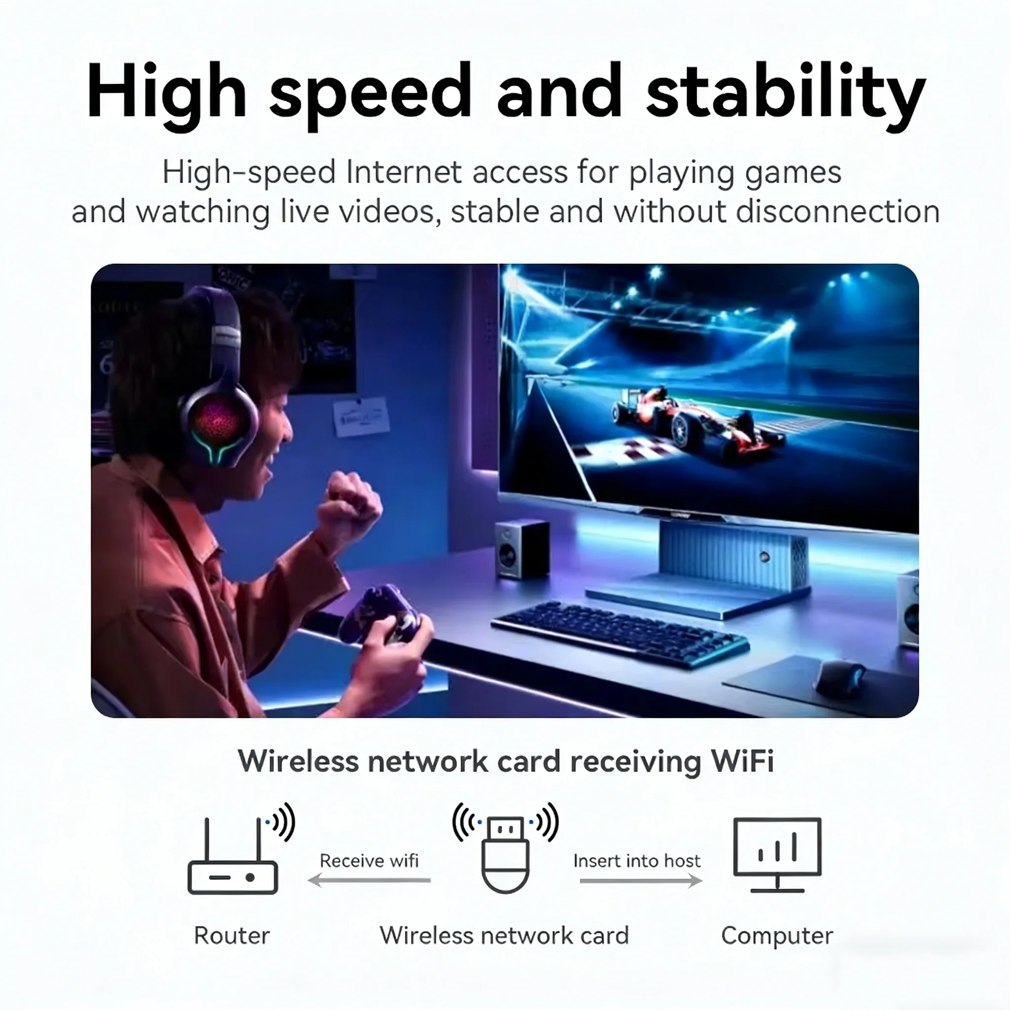 KEBIDU RTL8188 150Mbps USB WiFi 어댑터 무선 네트워크 카드 어댑터 데스크탑 노트북 PC Windows용 WiFi 동글 ,RTL8188 150Mbps USB WiFi Adapter Wi