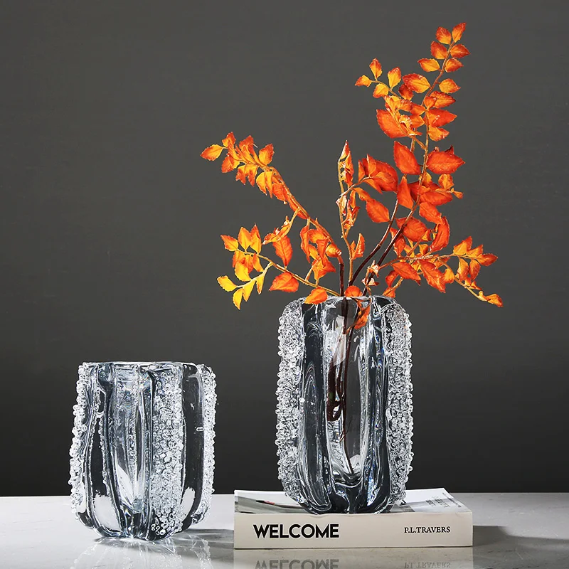 

Glazed transparent glass hydroponic vase ornaments, entrance dining table, living room TV cabinet, minimalist furnishings