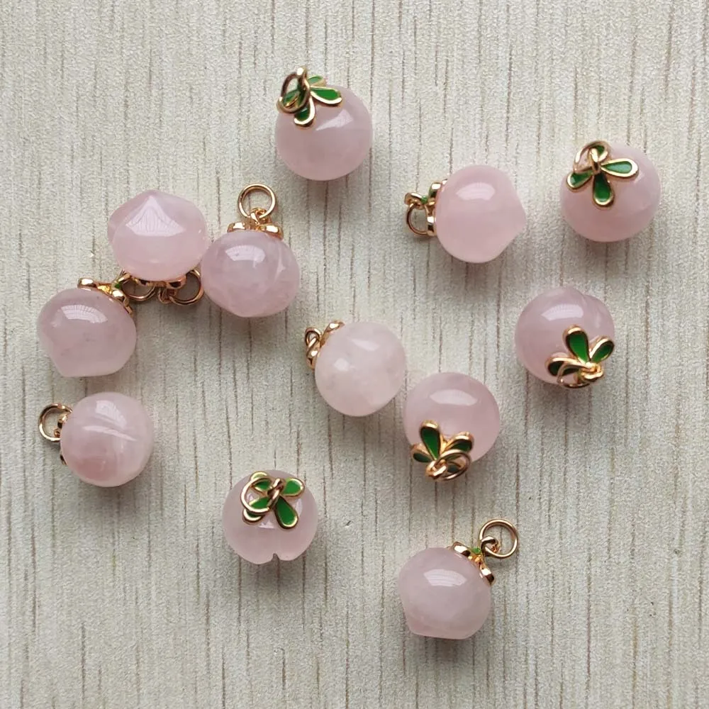 

Good quality Fashion natural rose quartz stone peach pendants charm for jewelry accessories making free shipping Wholesale 12pcs