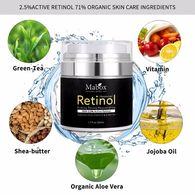 3Pcs 50 Ml Retinol 2,5%Hidratáló Arckrém -Hialuronsav Antiaging Távolítsa El A Ránc -Vitamin Kollagén Sima Fehérítő Krémet - Image 6