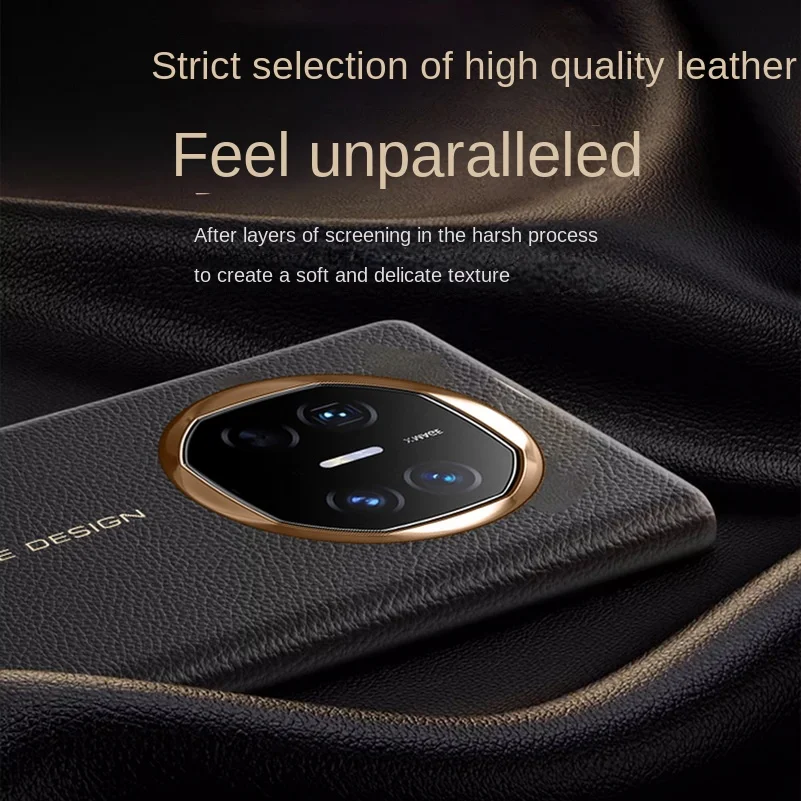 Premium Genuine Leather Smart Wake & Sleep Phone Case with Lychee Texture and Camera Protection
