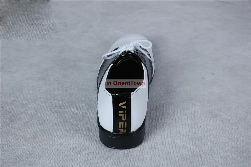 Black and White Sport Leather Shoes Hip Hop Popping Locking Breaking Trend Shoes Red and White Golf Professional Shoe 6