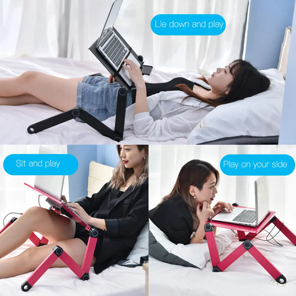 

Adjustable Laptop Desk Stand Portable Metal Ergonomic Lap Desk For TV Bed Sofa PC Notebook Table Desk Stand With Mouse Pad