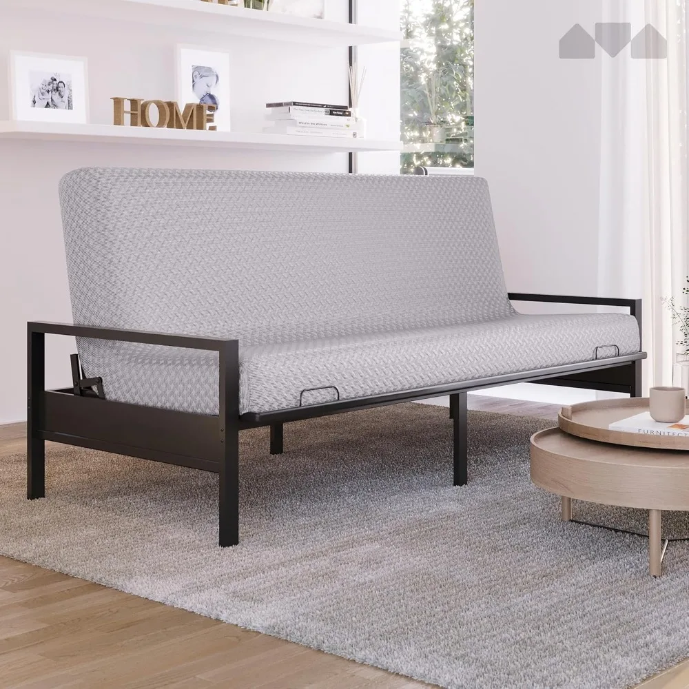 Metal Futon Frame – Space-Saving Modern Futon Frame Full Size - 2 in 1 Design Perfect for Modern Living Spaces (Black) 5