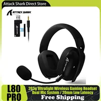 ATTACK SHARK L80PRO Ultralight Wireless Gaming Headset, Bendable Dual Mic System, 2.4Ghz/BT/3.5mm Wired, for PC/Mac/PS/XBOX
