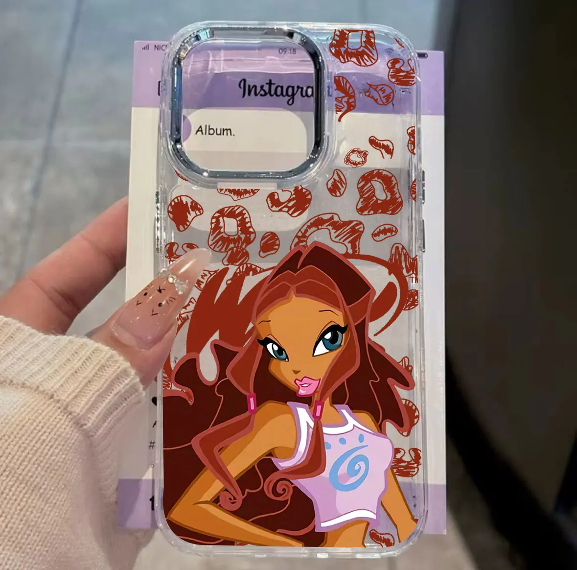 Fashionable Transparent Phone Case with Lovely Ins W-winxs Clubs Design