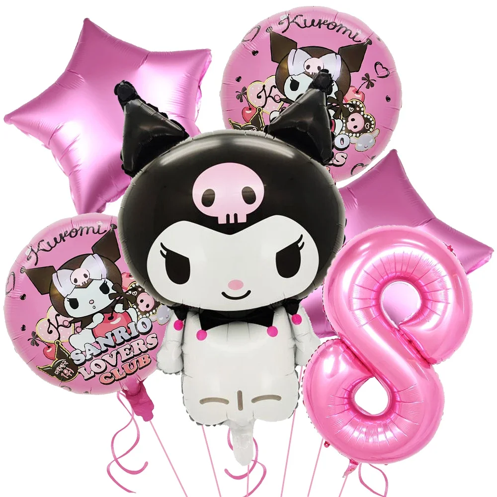 thumbnail image 1 of Lindo juego de vajilla desechable para fiesta de cumpleaños con temática de Kawali Kuromied, platos, servilletas y manteles para suministros de ducha para niños, 1 of 5