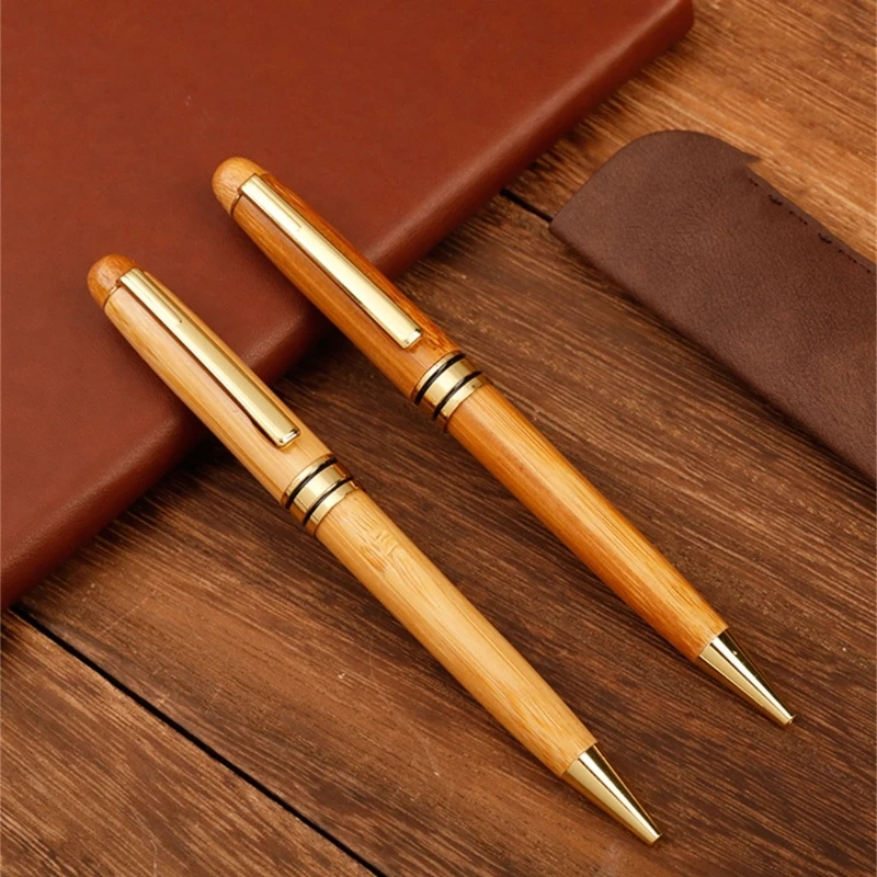 5Pcs 대나무 나무 펜 서명 펜 볼펜 공예 비즈니스 팁 펜 드롭 배송