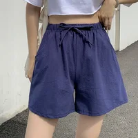 Casual Linen Shorts Women Gym Workout Shorts Cotton Shorts Summer Big Size Loose Home Beach Hot Lace Up Shorts - Image 3