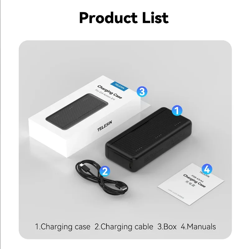 TELESIN Battery Charger for DJI OSMO Action Pro Accessories
