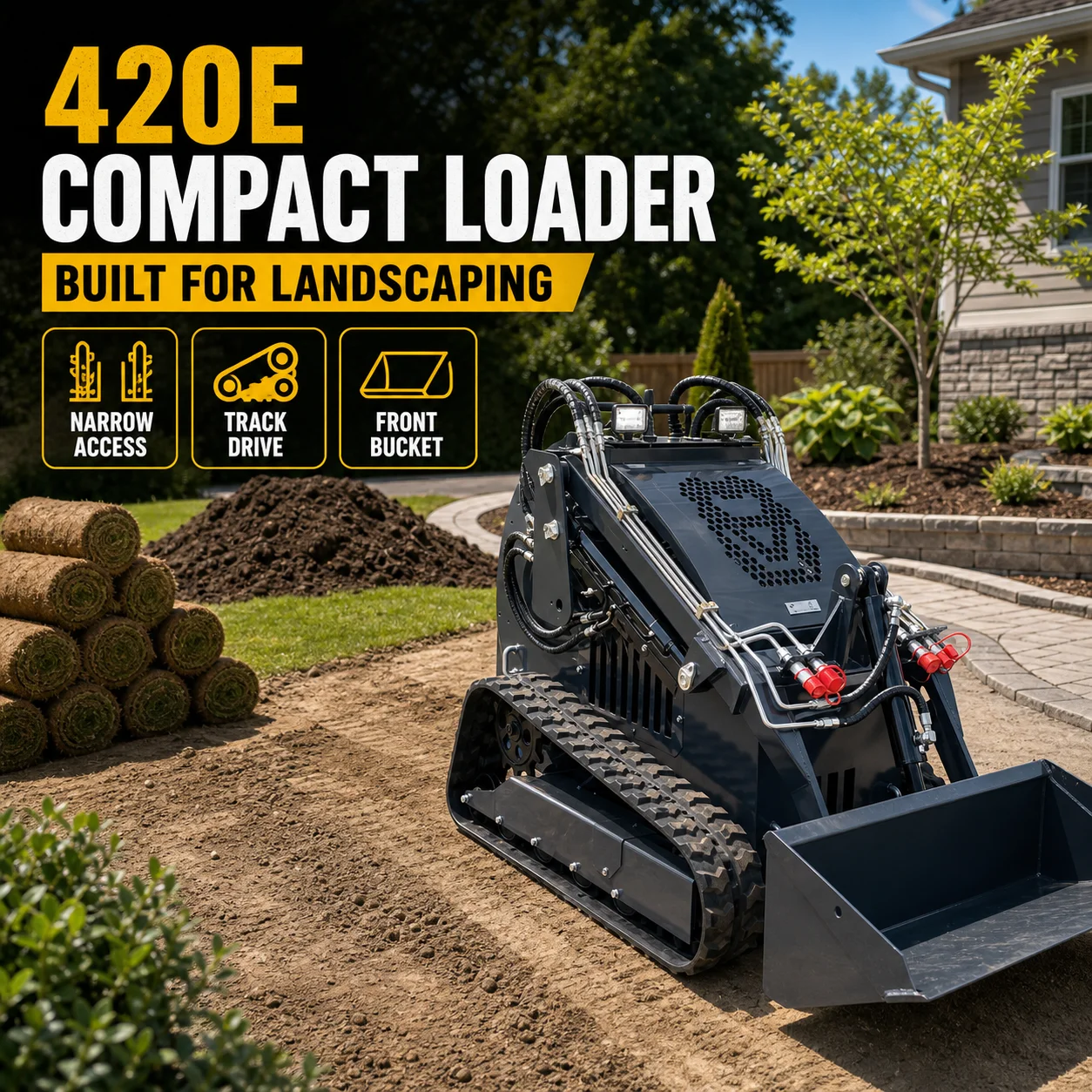 Mini-Kompaktlader 420E Kompakter Hydrauliklader 23PS für Bau Landwirtschaft Gartenarbeit