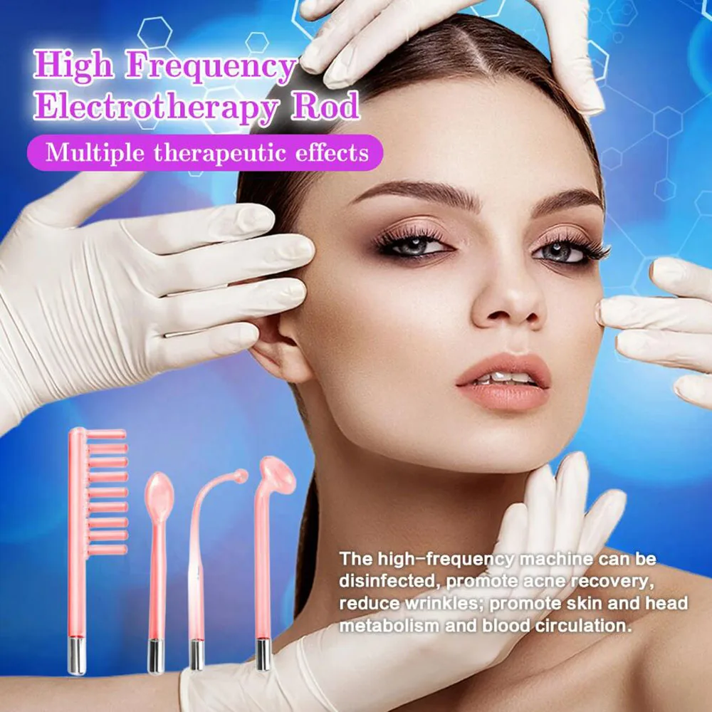 High Frequency Facial Machine Portable Handheld High Frequency Facial Skin  Wand Machine with 4 Different Tubes Face Care - AliExpress