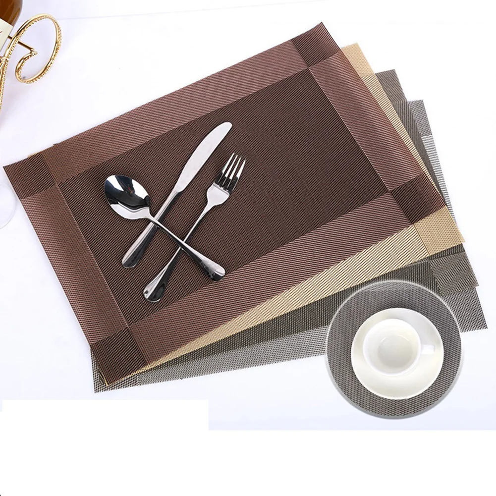 

Square Placemat Table Mat Washable PVC Durable Dining Table Mats Bowl Coaster Non-slip Pad Dining Insulation Heat Resistant Mat