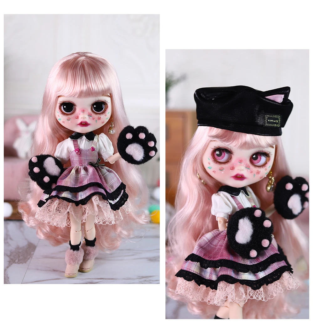 Clara – Premium Custom Neo Blythe Doll with Pink Hair, White Skin & Matte Smiling Face 10