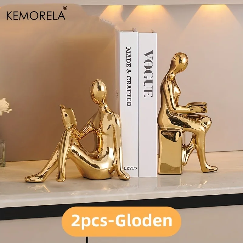 KEMORELA تمثال من السيراميك قطعتين يصور شخصًا يقرأ...