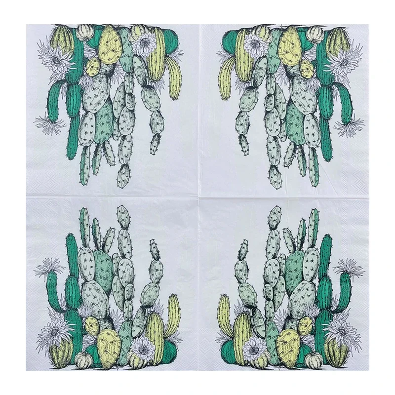 Printed Napkinsins Wind Restaurant Milk Tea Shop Takeaway Placemats Creative Napkins Cactus Pattern Colorful Paper Napkins Food