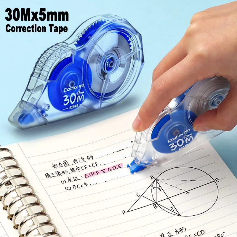 

30Mx5mm Simple Correction Tape Roller White Sticker Large Capacity For Student Exam Error Revise Amend Office School Stationery