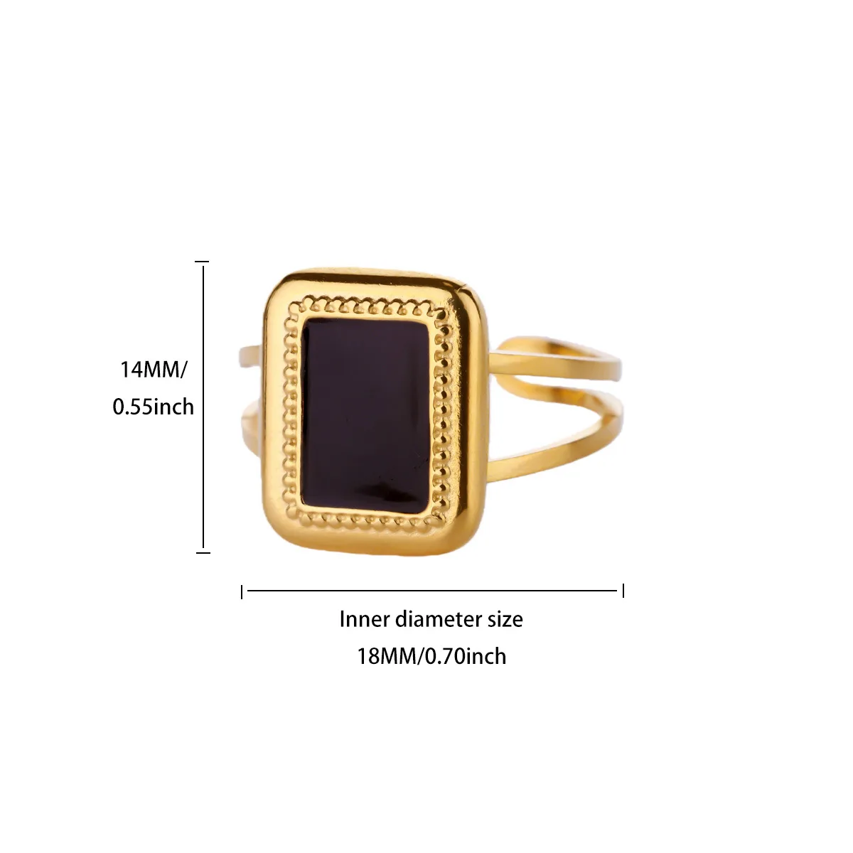 Black Square Rings for Women