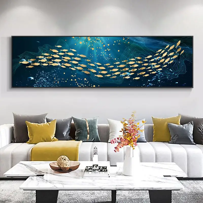 

Fullcang Large Size Diamond Painting New Abstract Golden Fish Diy Full Mosaic Cross Stitch Kits Rhinestone Embroidery Picture