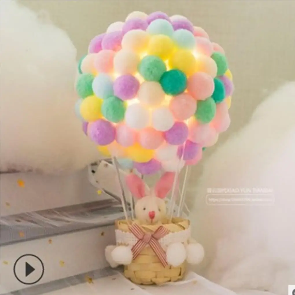 Hot Air Balloon Night Light Handmade Table Desk Lamp Decorative Light With Rattan Basket For Home Lighting Decoration