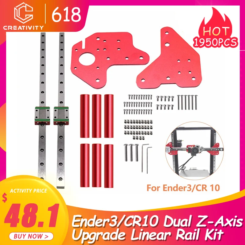 이중 Z축 선형 레일 키트, 엔더 3, 프로, Ender-3 V2, CR-10, 10s 3D 프린터용, 고정 플레이트 장착 브래킷 포함, 엔더 3 CR10 MGN12C