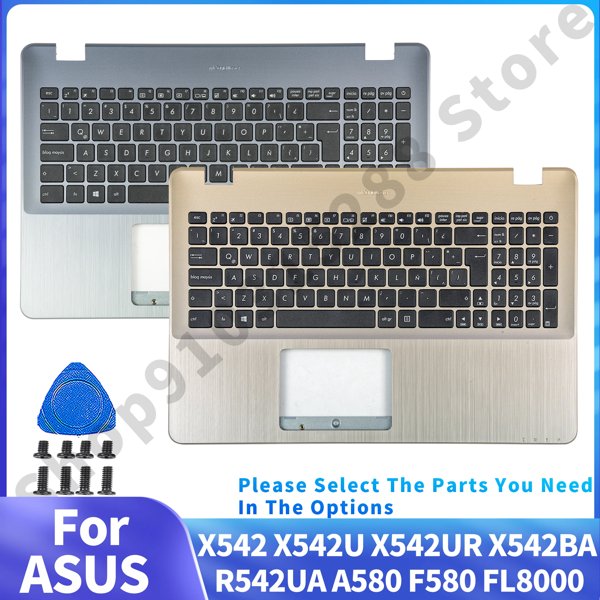 asusラップトップケース英語ヨーロピアンゴールドパームレストasus-x542x542ux542urx542bar542uaa580f580f580f8000用のオリジナルキーボード