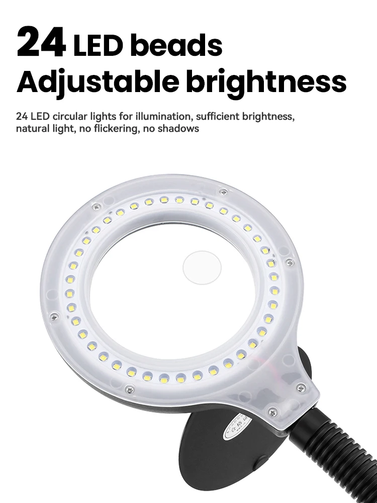 5X 15X Magnifying Glass with 40 LED Light Illuminated High Vision Magnifier Lamp Table Lamp for Reading Close Work