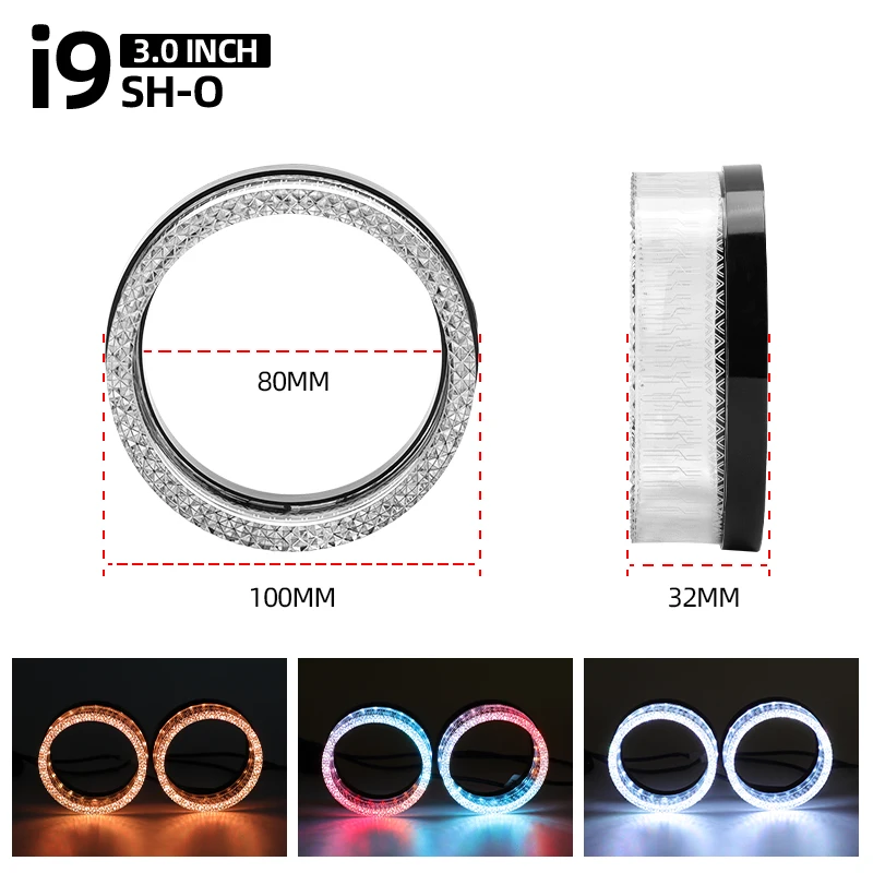 2개 5D RGB 엔젤 아이즈 헤일로 링 라이트 방향지시등 포함 앱 블루투스 LED 오토바이 개조 DRL 자동차 헤드라이트 12V