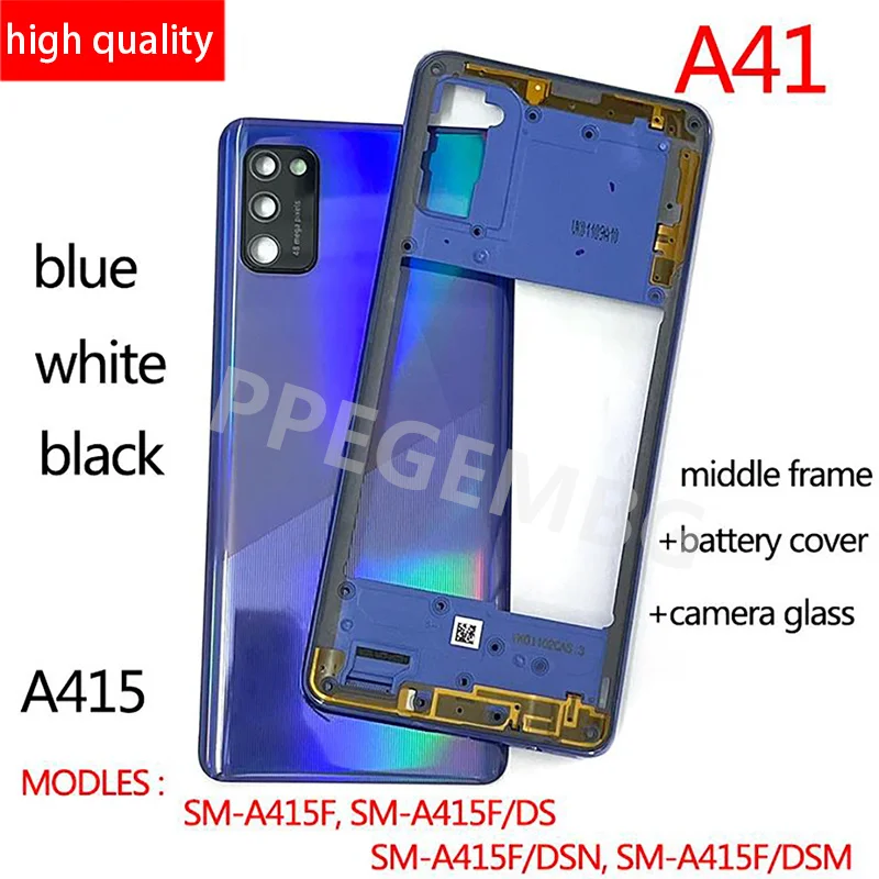 A41 для Samsung Galaxy A41 A415 чехол для аккумулятора корпус для телефона средняя рамка задняя крышка боковые кнопки Запчасти для объектива камеры