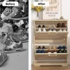 Shoe Organizer with 2 Flip Drawers, 2 Tier Freestanding, Slim Narrow Shoe Cabinet for Entryway 5