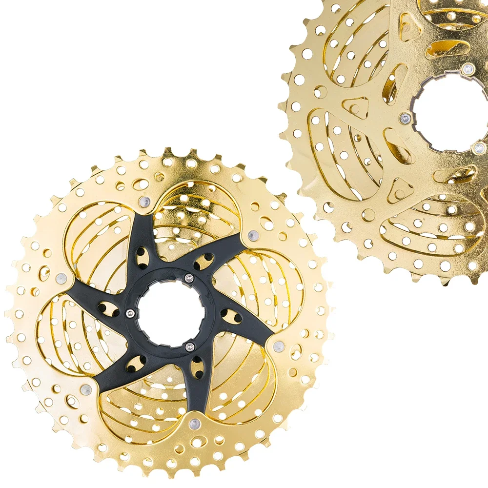 ZTTO MTB Road Bike Full Gold Cassette 8s 9s 10s 11s Gold Freewheel 8/9/10/11 Speed Sprocket 11-25/28/32/36/40/42/46T Chain