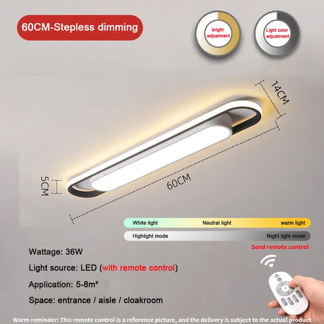 Led Ceil Light Rectangular For Kitchen Home Deco Chandelier Dining Bedrooms Sensor Lamp Modern Ceiling Lights For Living Room Stepless dimming