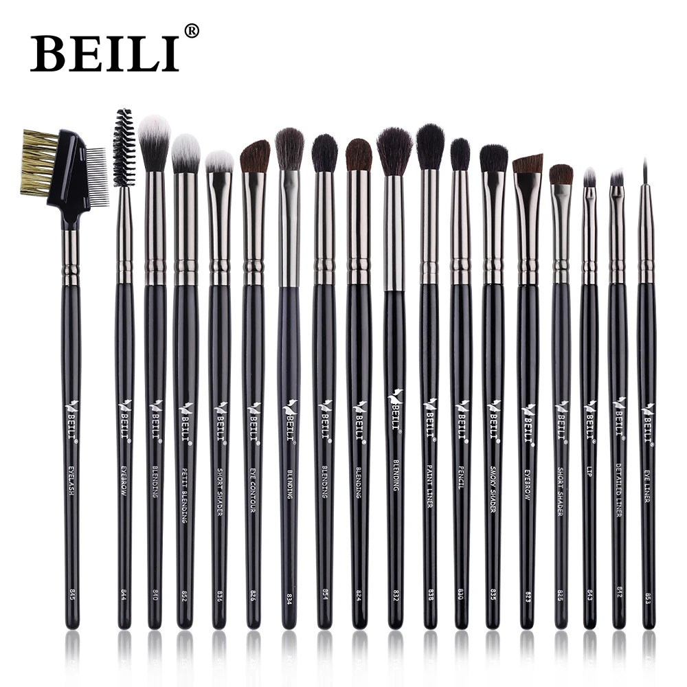 Makeup Brush Set BEILI 10-19Pcs Eye Natural Goat Hair Eyeshadow Eyebrow Eyeliner