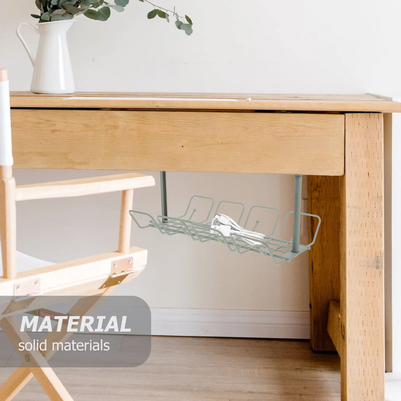 2개 세트 책상 케이블 정리함, 책상 아래 케이블 관리 트레이, 멀티탭, 케이블, 전선용 걸이형 바구니 디자인