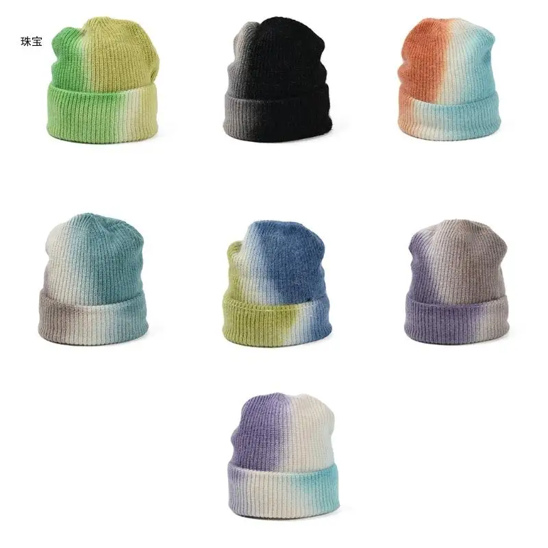 

X5QE Knitted Wool Slouchy Caps Warm Winter Hats Wool Thick Slouchy Beanie