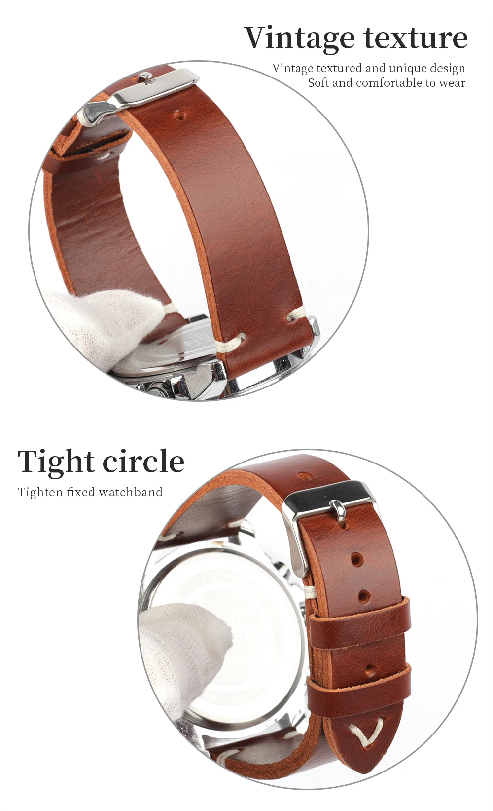 Vintage Cowhide Watch Straps Bracelet 22mm Handmade Oil Wax Genuine Leather Watchbands Quick Release Watch Strap Belt