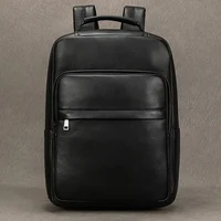 Genuine Leather School Bag For Men Women Black Cowskin Backpack 14 15 16 Inch Laptop Backpacks Travel Bag Male Female New Design 2