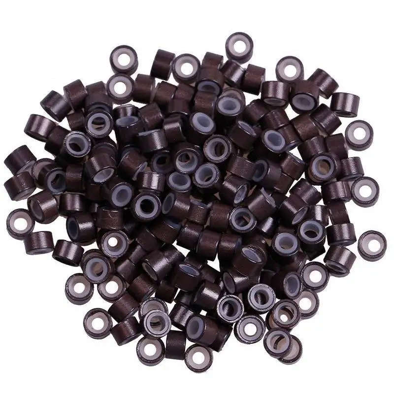 200pcs Silicone Micro Lined Rings Links Beads 5.0*3.0*3.0mm Micro Ring Hair Extensions Link Crimp Beads Hair Extensions Tools