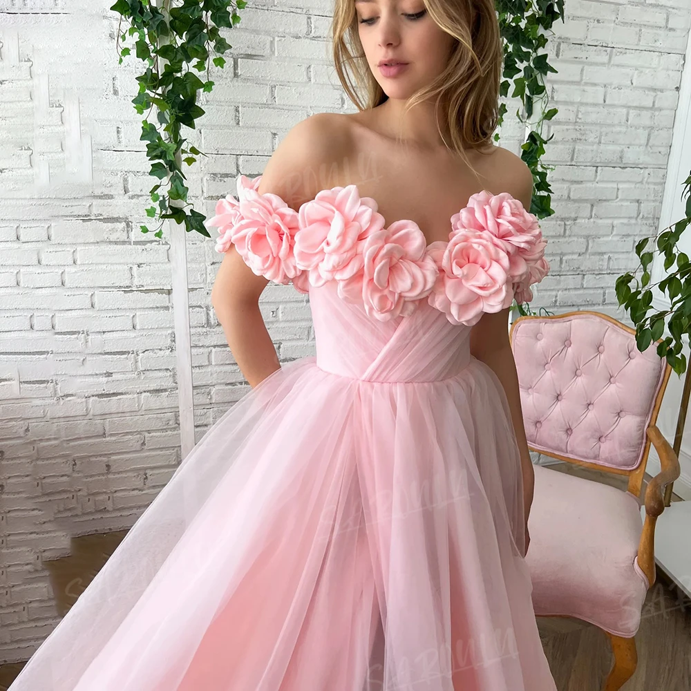 open lace back dress Pink Organza Two Piece Sweetheart Prom Dress With Detachable Sleeves, MP926 main image 0