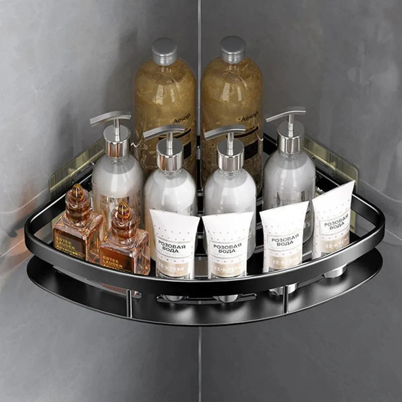 storage rack shower shelf shampoo rack bathroom storage shelf storage shelf shampoo holder bathroom shelf bathroom accessories bathroom corner shelf shower rack Bathroom Shelf Aluminum Alloy Shampoo Rack Makeup Storage Organizer Shower Shelf No Drill Wall Corner