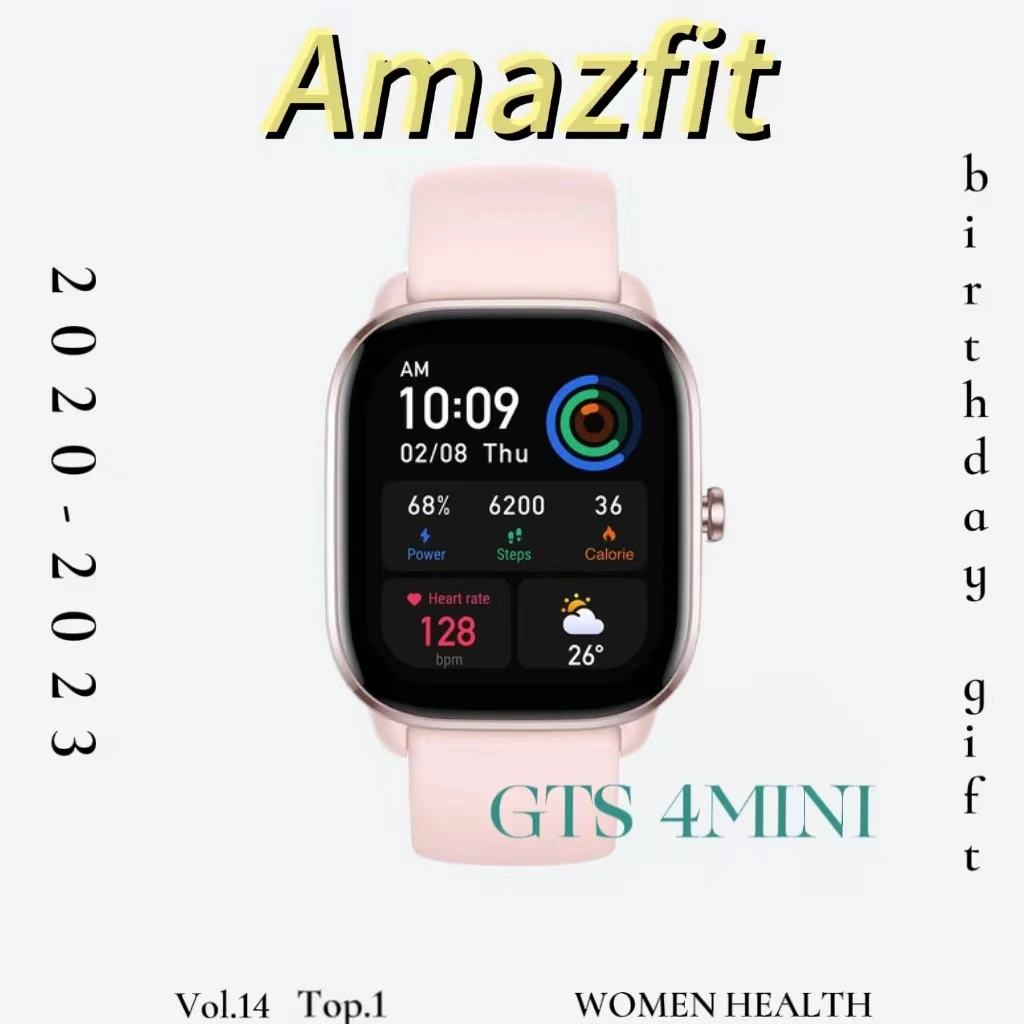 

Amazfit GTS 4 MINI Smartwatch For Women Birthday Gift 120+ Sports Modes 1.65"HD AMOLED Display For Android For iOS 90-95New Pink