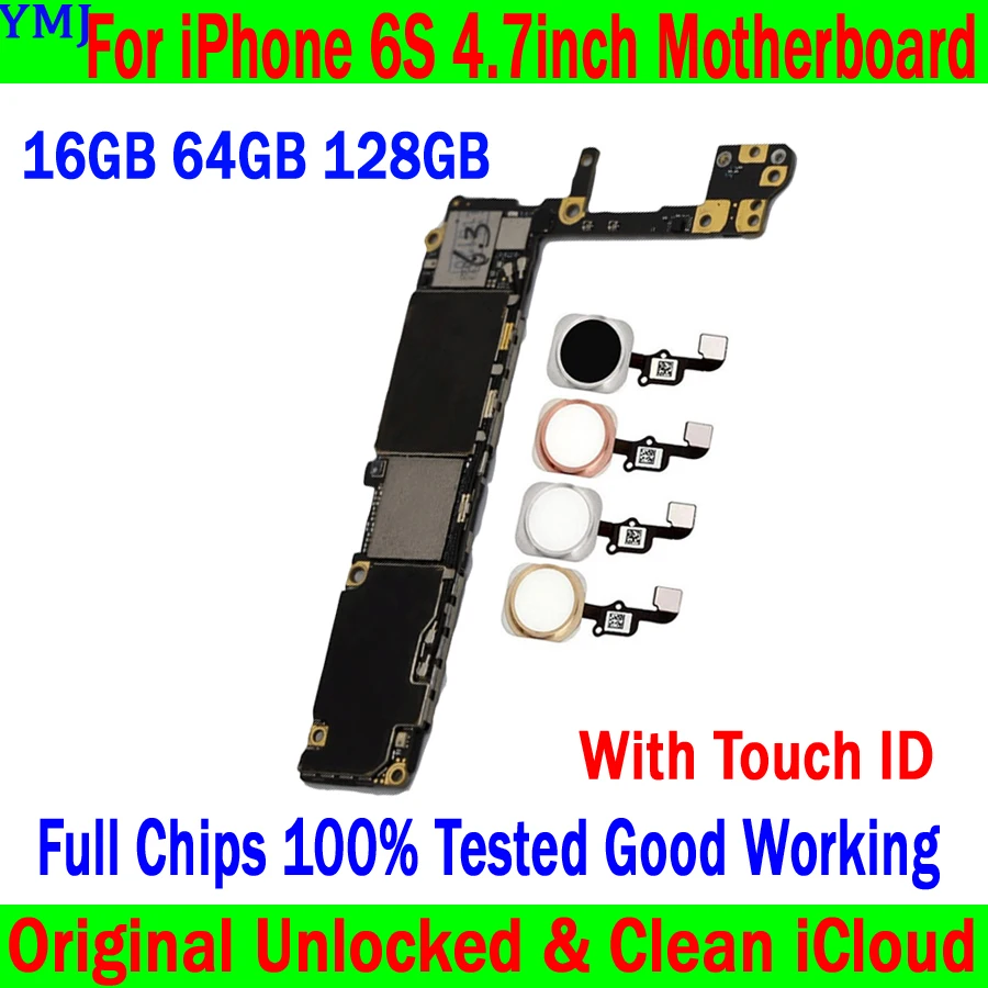 

Clean ICloud Mainboard Original Unlocked For IPhone 6S 4.7inch Motherboard 16GB 64GB 128GB Logic Board 100% Tested Good Working