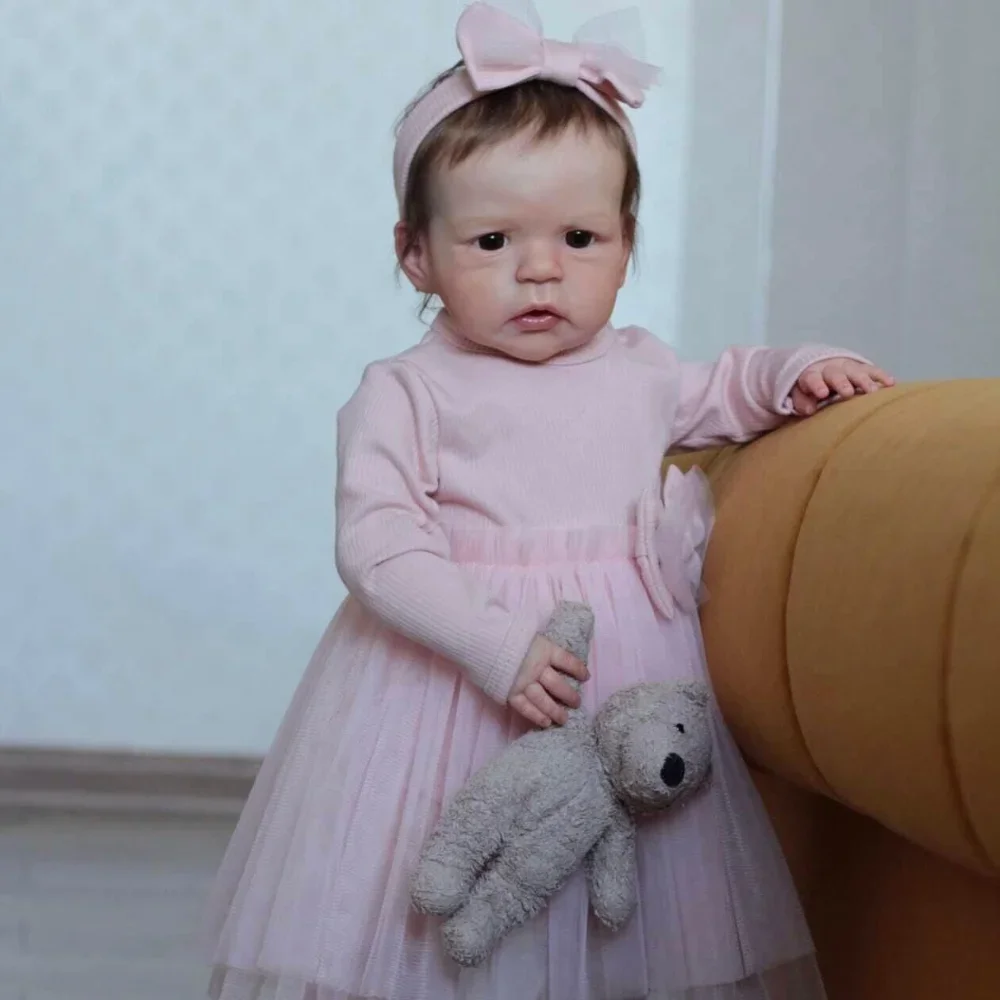 

24inch Reborn Toddler Girl Doll Sandie Already Painted Lifelike Soft Touch 3D Skin with Many Details Veins Handmade Art Doll