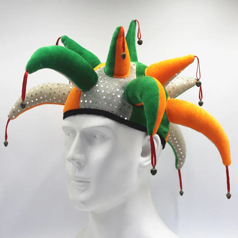 Clown Hat Bell Hat Cosplay Headgear Halloween Costumes For Man Adults Carnival Party Role Play Party