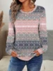 Women's T-shirt 3D Retro Ethnic Print Fashion Long Sleeve Round Neck Regular Top Holiday Weekend Spring Autumn