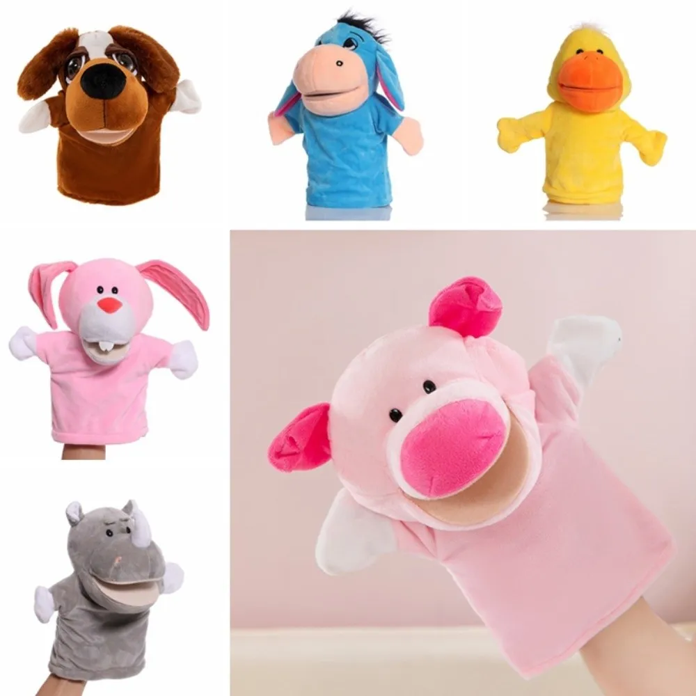 Appease Toys Animal Hand Puppet Stuffed Interactive Plush Hand Doll Early Education Duck Hand Finger Puppets