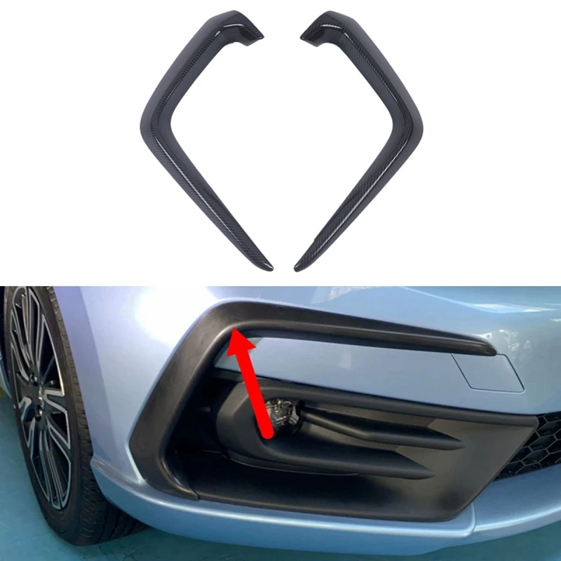 

Передний спойлер бампера для Honda Fit 2021, узор из углеродного волокна, противотуманные фары, декоративный чехол