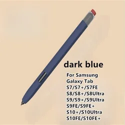 Premium Pen Case - Stylish Soft Silicone Shockproof Non - Slip Protective Cover (S7 - Dark blue)